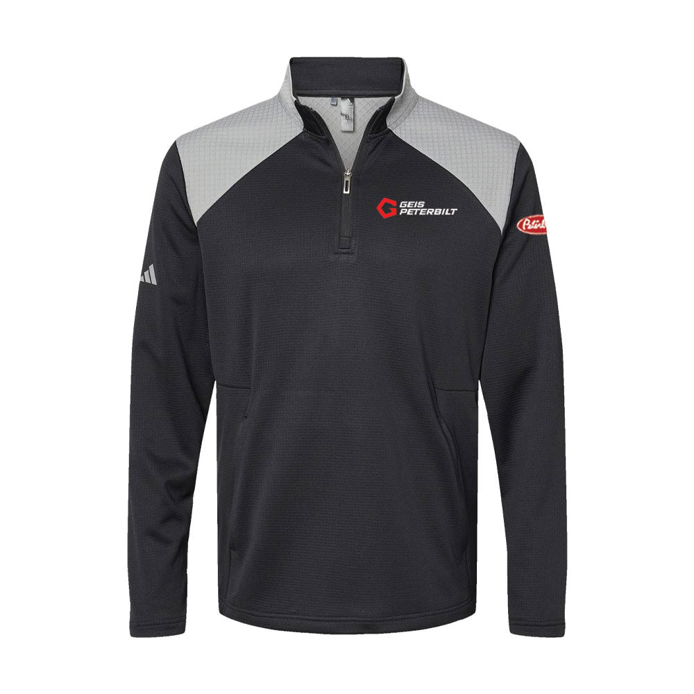 Adidas - Textured Mixed Media Quarter-Zip Pullover - A532