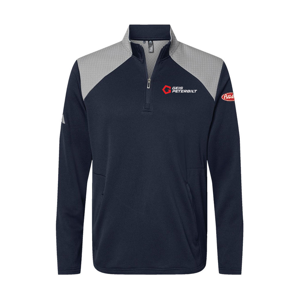 Adidas - Textured Mixed Media Quarter-Zip Pullover - A532
